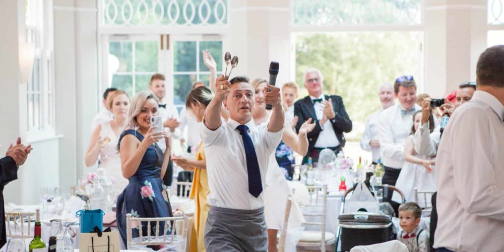 singing waiter with the microphone